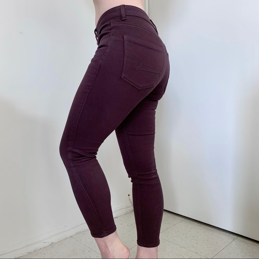 American Eagle Plum Purple High Rise Cropped Jeggings Stretch Fall Bella Swan